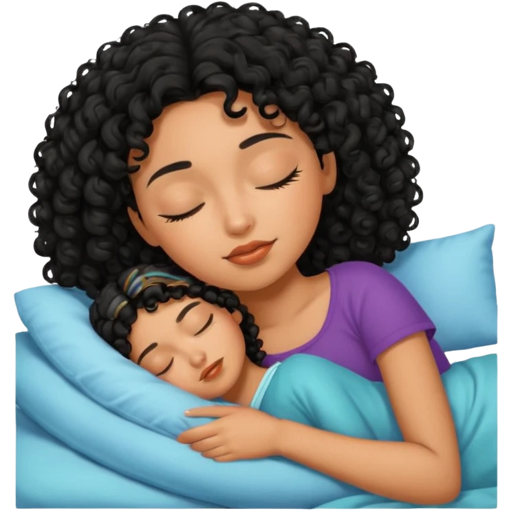 latina girl with black curly hair sleeping emoji