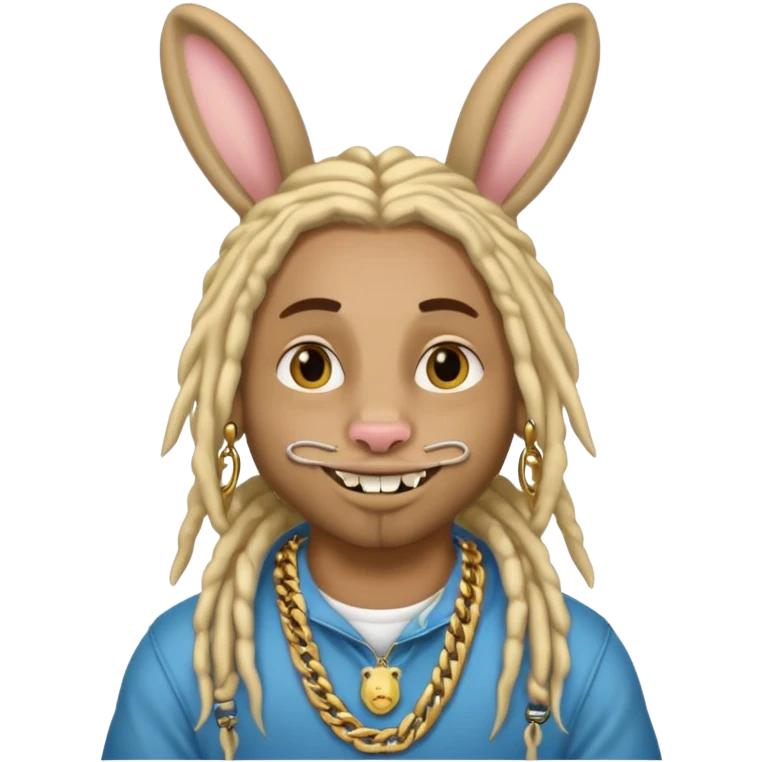 Swag bunny with dreads and rapper chain emoji