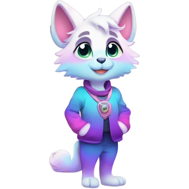 Adorable innocent cute gradient-Sparkle-nebula-fursona anthropomorphic furry, full body emoji