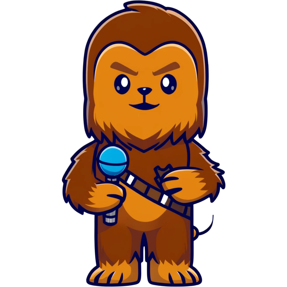 Chewbacca holding a microphone emoji