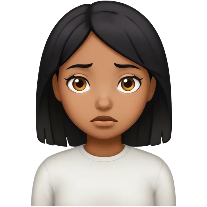 a black hair girl is tired of living alone emoji