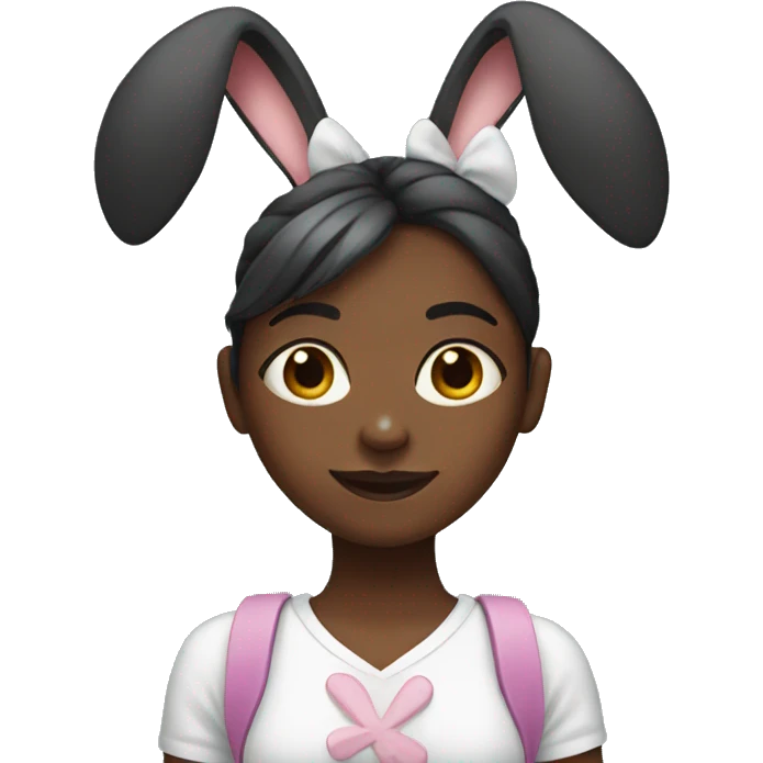 black girl with bunny ears emoji