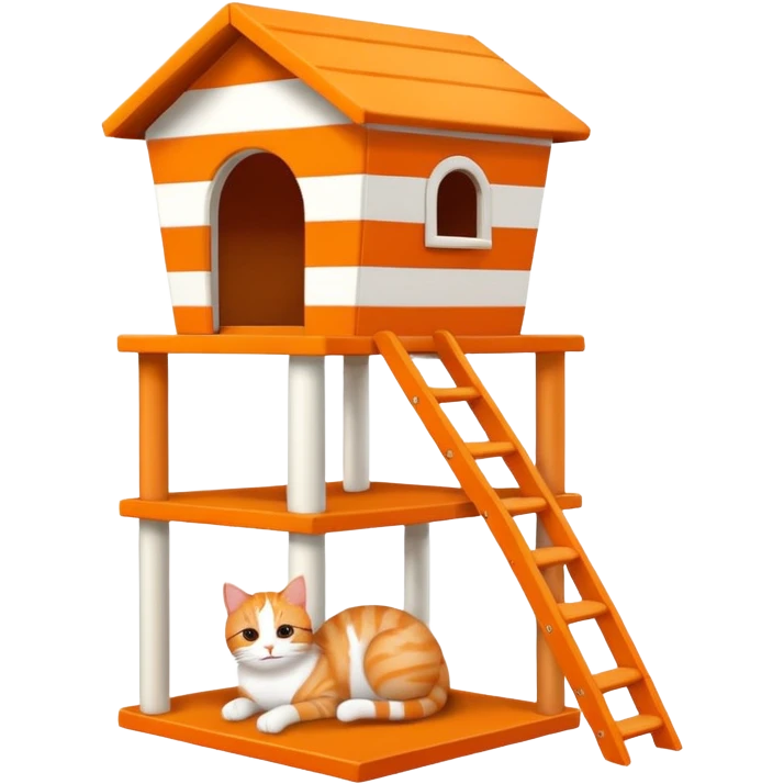 cats relaxing in a vertical playhouse emoji
