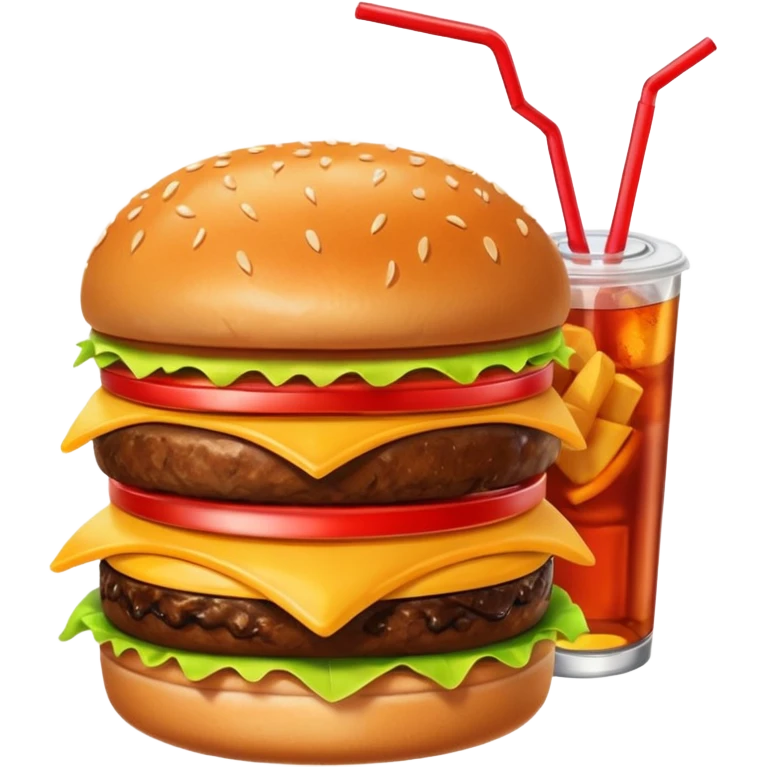 A single burger,, soft drink, fries image for my food vertical in the super app emoji