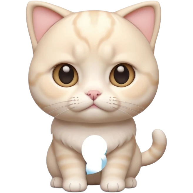 A 3D cartoon cream-white Scottish Fold cat with folded ears, soft round cheeks, pastel lighting, cinematic 3D Memoji style. full body or half body. emoji