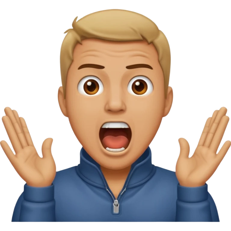 man with hands around his neck screaming emoji