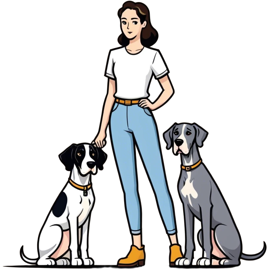 Brunette with Great Dane emoji