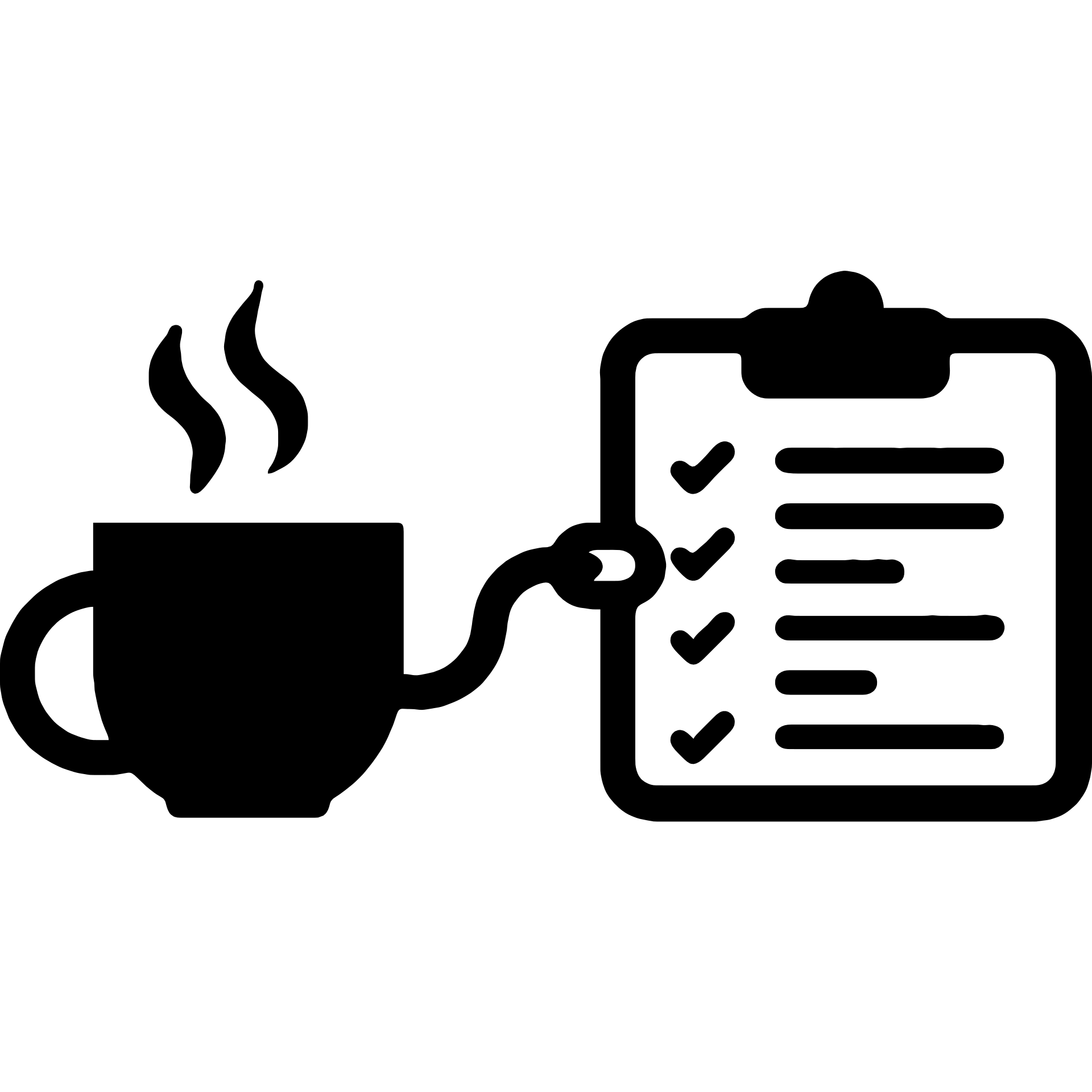 Steaming coffee mug and to-do list connected by a glowing chain link, symbol for habit stacking emoji