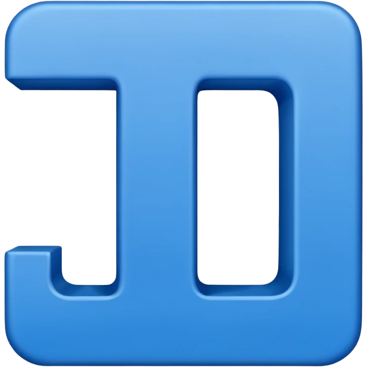 capital letter "L" printed in blue color square shape in center emoji
