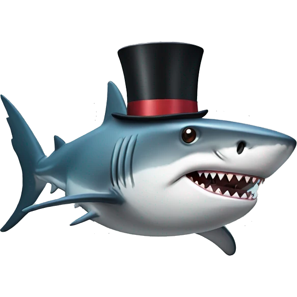 Shark with a top hat emoji