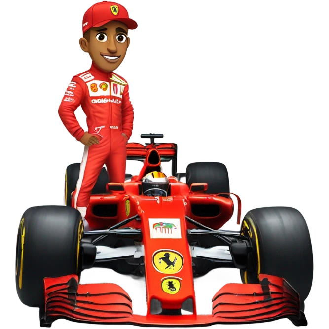Lewis hamilton with ferrari f1 team  emoji