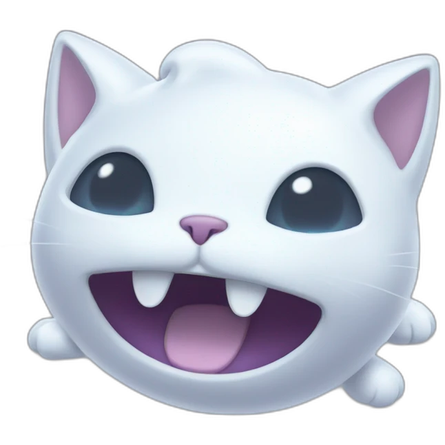 Cute cartoon ghost cat like pokemon floating in the air emoji