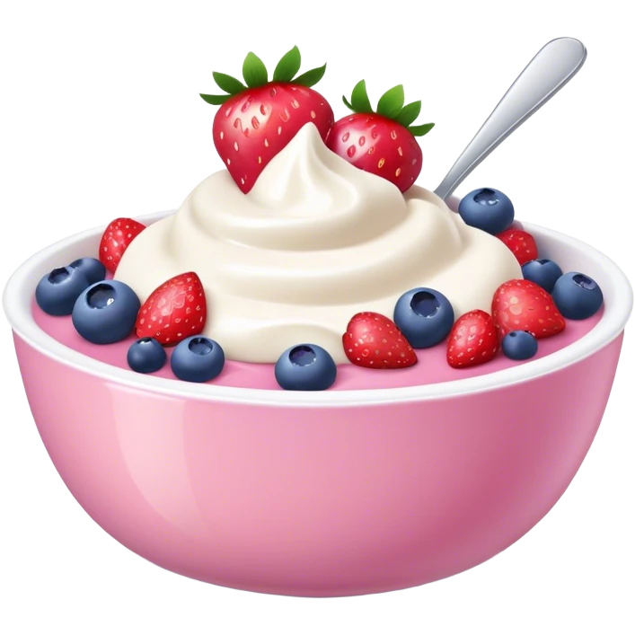 pink yogurt bowl with fruit emoji