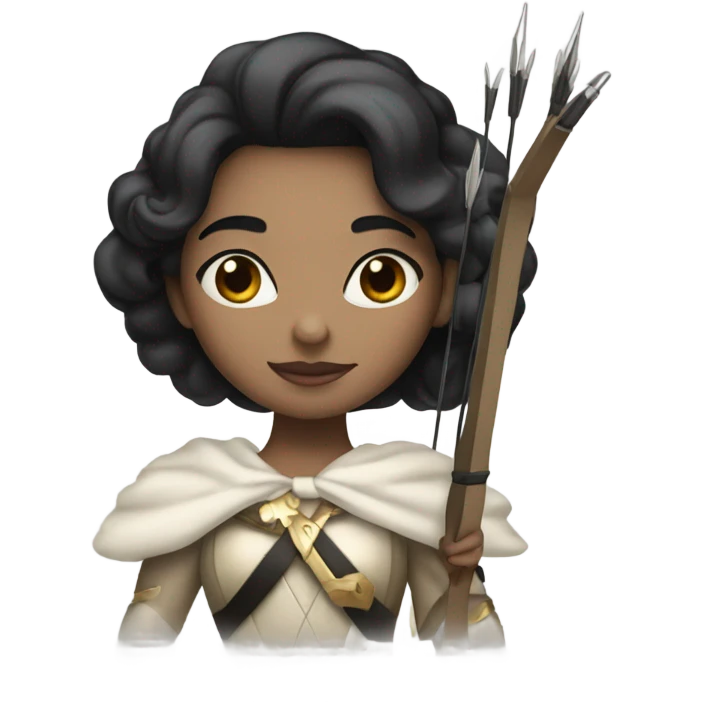 Clash royale the tower princess , white skin , black hair with bow and 3 arrows emoji