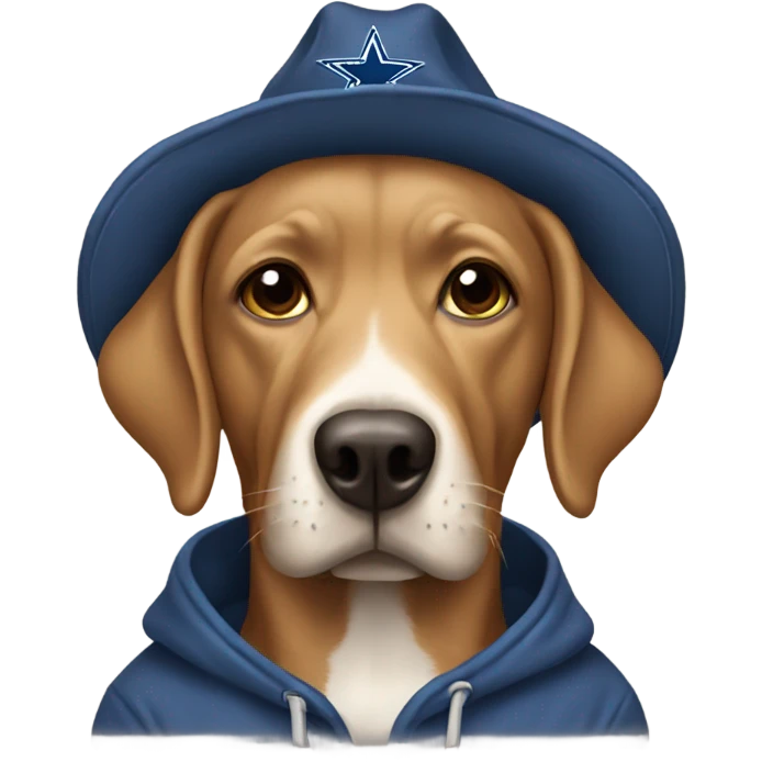 Lab wearing cowboys hoodie emoji