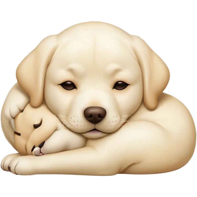 Meme-Worthy Cute Sleeping Cream Labrador Portrait Emoji, Head resting peacefully with a contented smile, showcasing a delightfully sturdy build and a luxuriously soft cream Fur, eyes shut in a serene nap, Simplified yet hilariously adorable features, highly detailed, glowing with a soft, drowsy light, high shine, relaxed and utterly lovable, stylized with an air of playful laziness, bright and heartwarming, soft glowing outline, capturing the essence of a comically sleepy companion, so meme-worthy it feels like it could instantly become the next viral sensation of adorable slumber! emoji