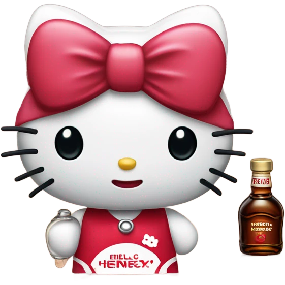 Classic Hello kitty crying tears holding Hennessy bottle😭  emoji