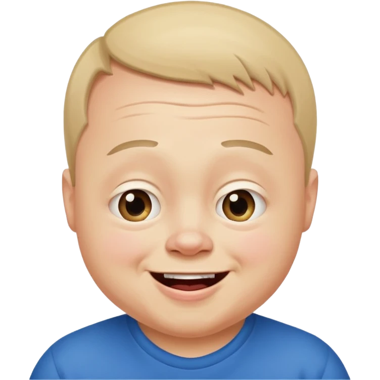 A man with Downs syndrom and CP making a funny face emoji