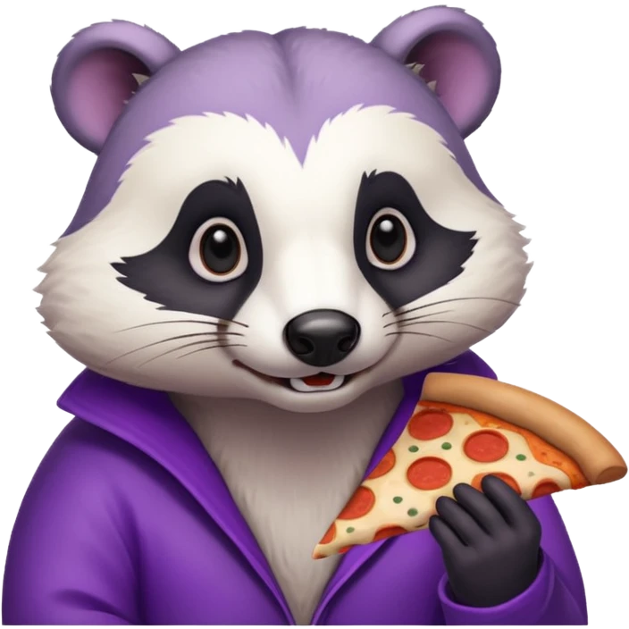 badger eating pizza purple and white emoji