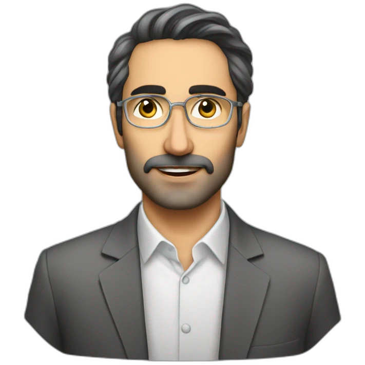 40yo male Iranian lawyer no crawat and glass emoji
