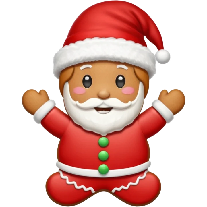 gingerbread cookie in red hat of santa shape emoji
