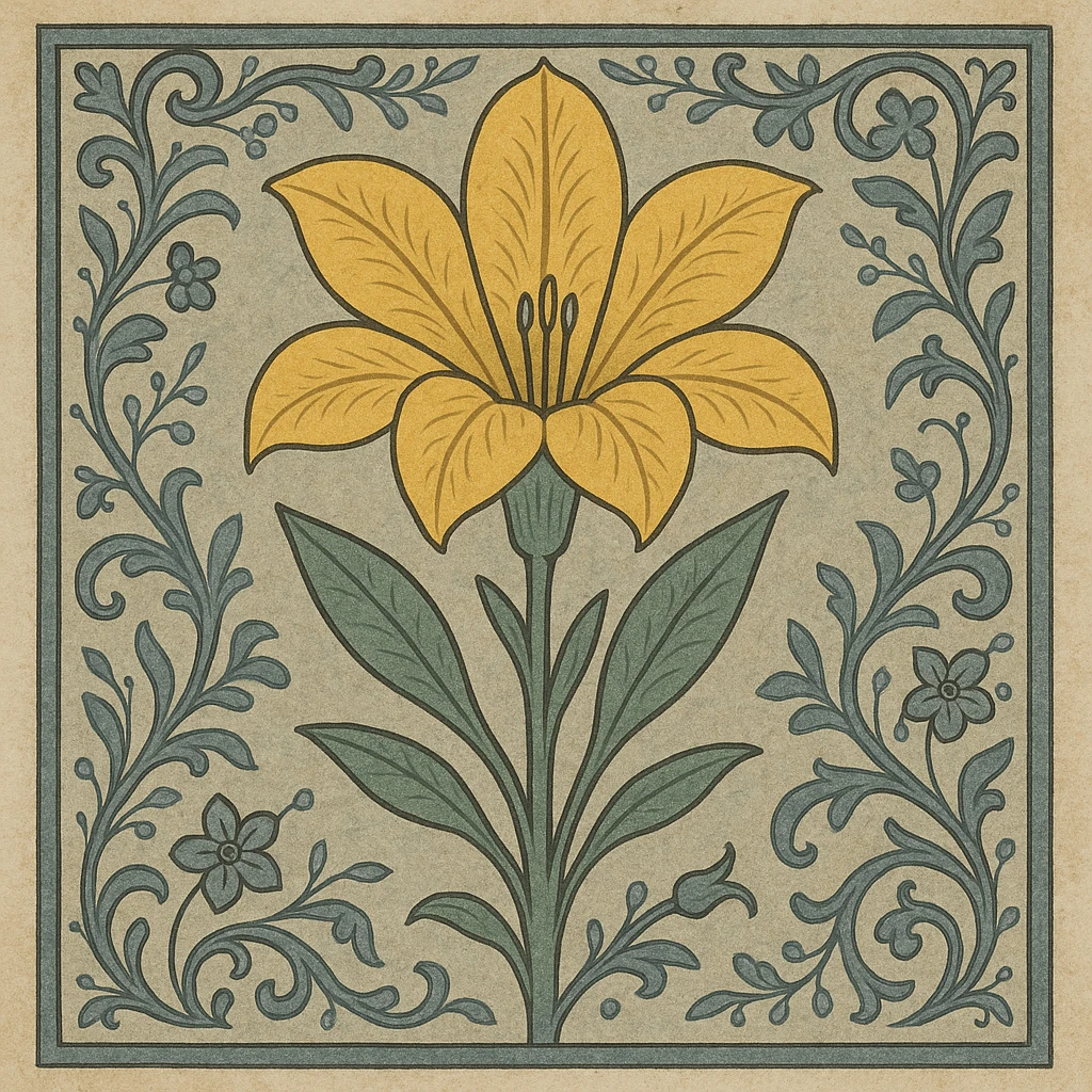 yellow flower in medieval art style emoji