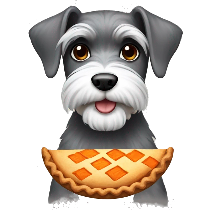 schnauzer holding  a sweet potato pie emoji