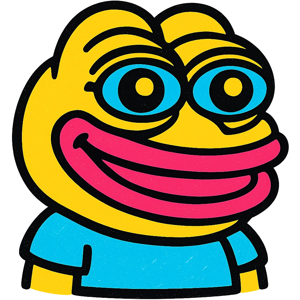 pepe the frog with a happy face expression in pop mart style emoji