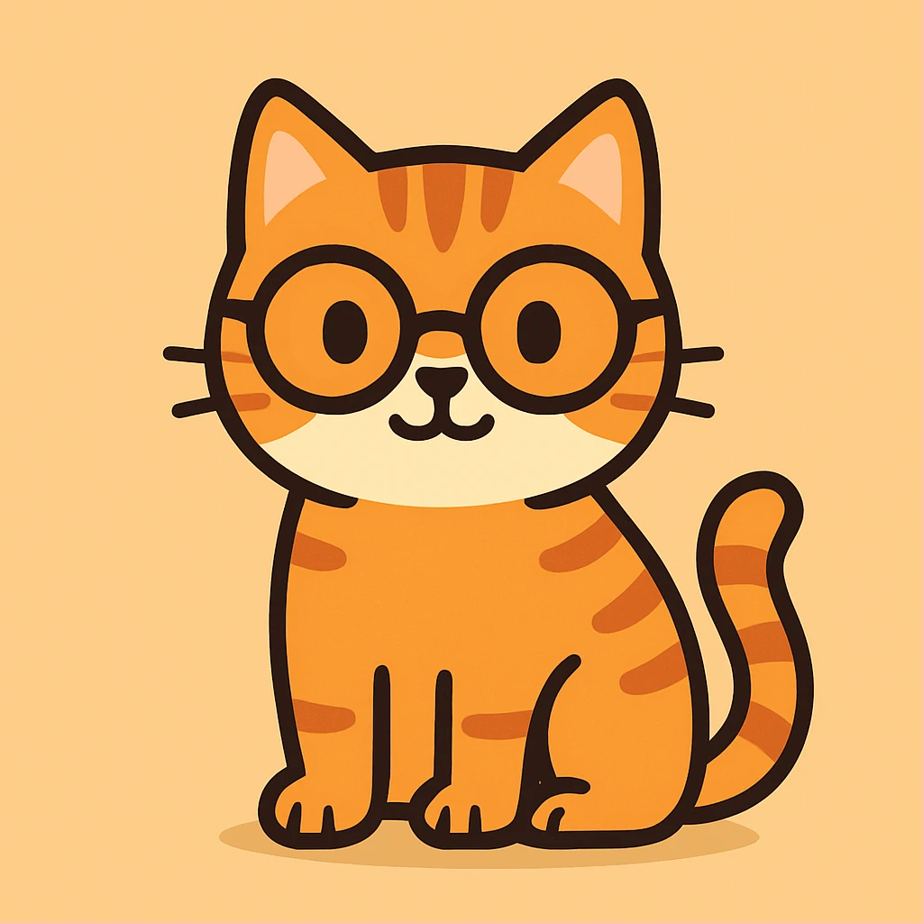 flat toon style cat with glasses emoji