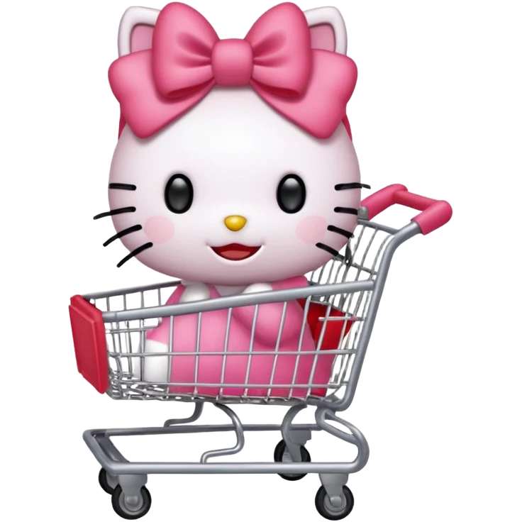 hello kitty pushing a shopping cart emoji