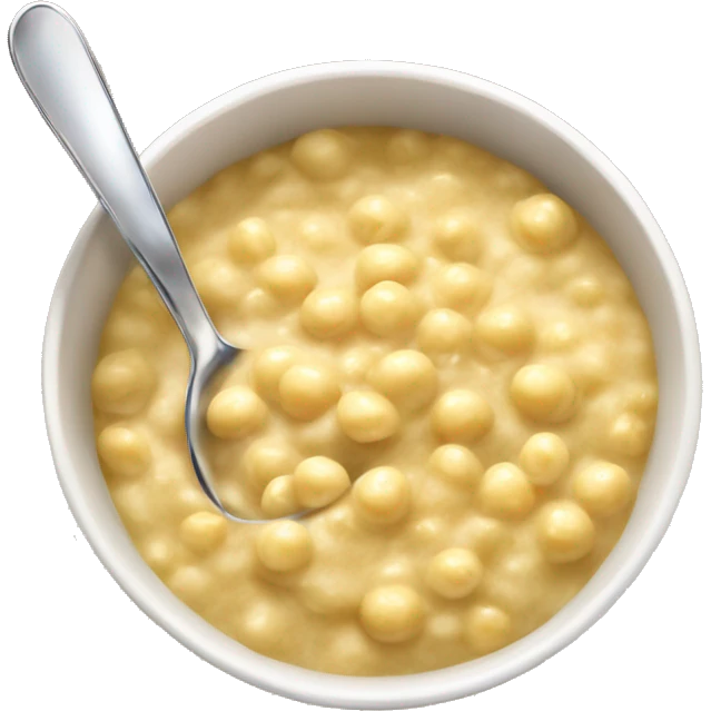 Yellow pea porridge in a bowl with a spoon - realism emoji
