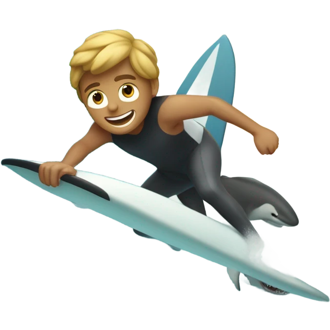Person surfing with sharks next to it  emoji