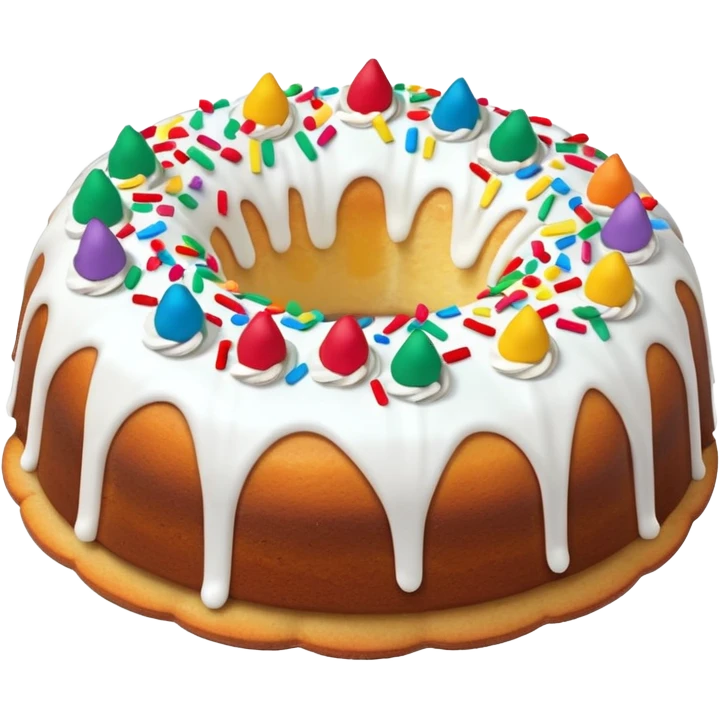 white frosted Bundt confetti chip cake emoji