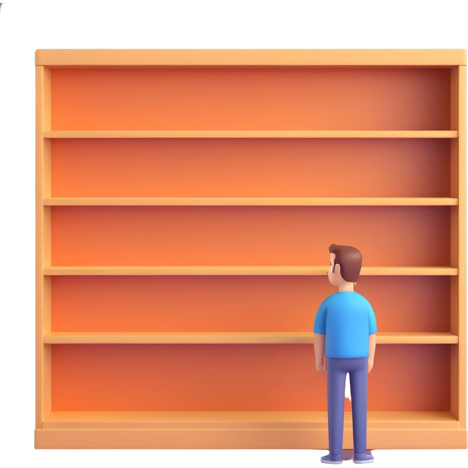 man looking at empty shelf in the kitchen emoji