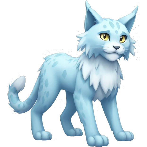 Ice-type Lynx-Fakemon full body emoji