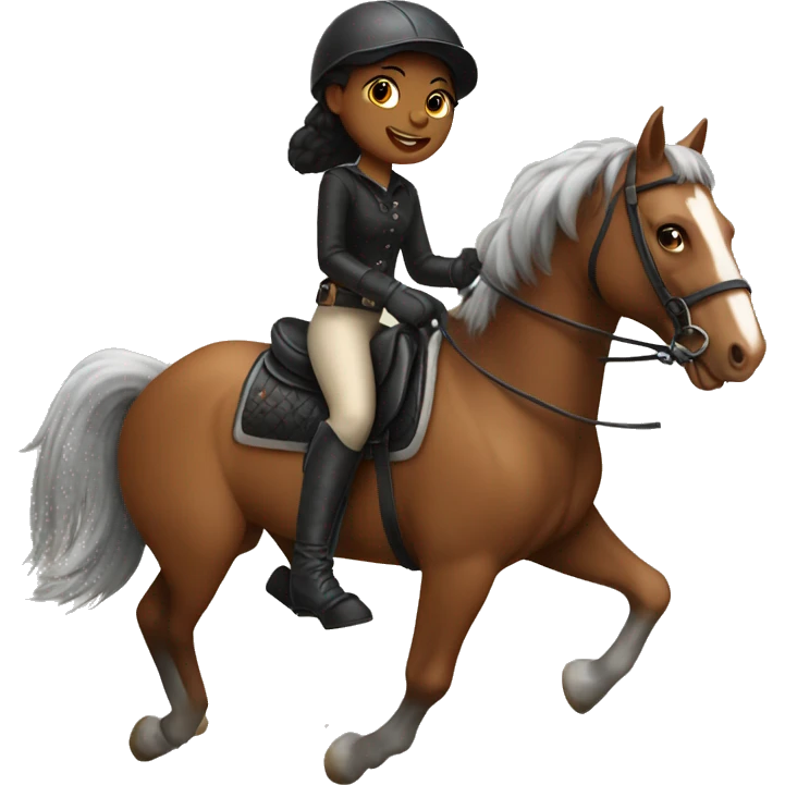 Girl riding horse in gloves emoji
