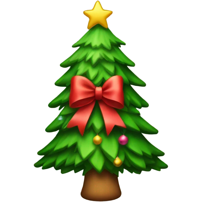 Christmas tree with a big bow emoji