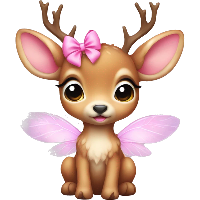 baby deer with fairy wings and a pink bow around its neck  emoji