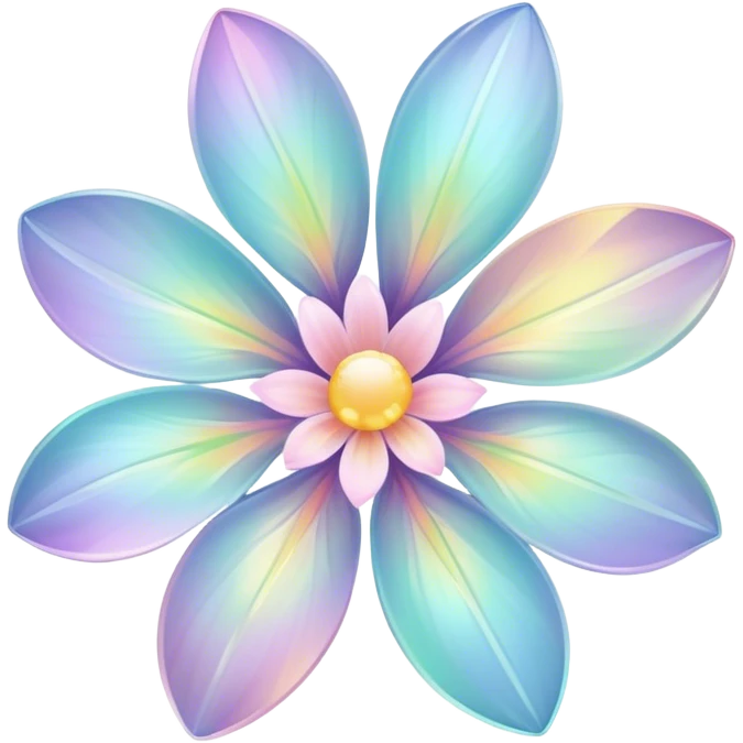 Pastel iridescent transparent luminescent flower emoji