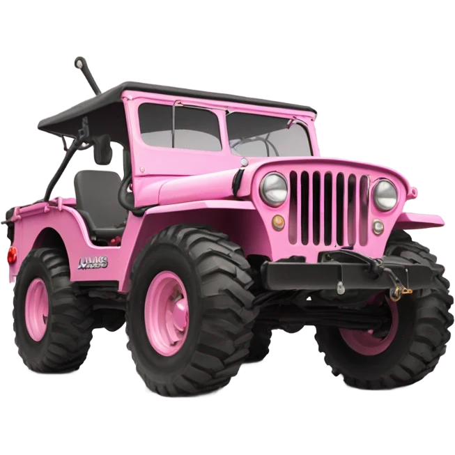 Full size jungle tour 1942 Willy’s pink jeep crawler with installed winch on bumper  emoji