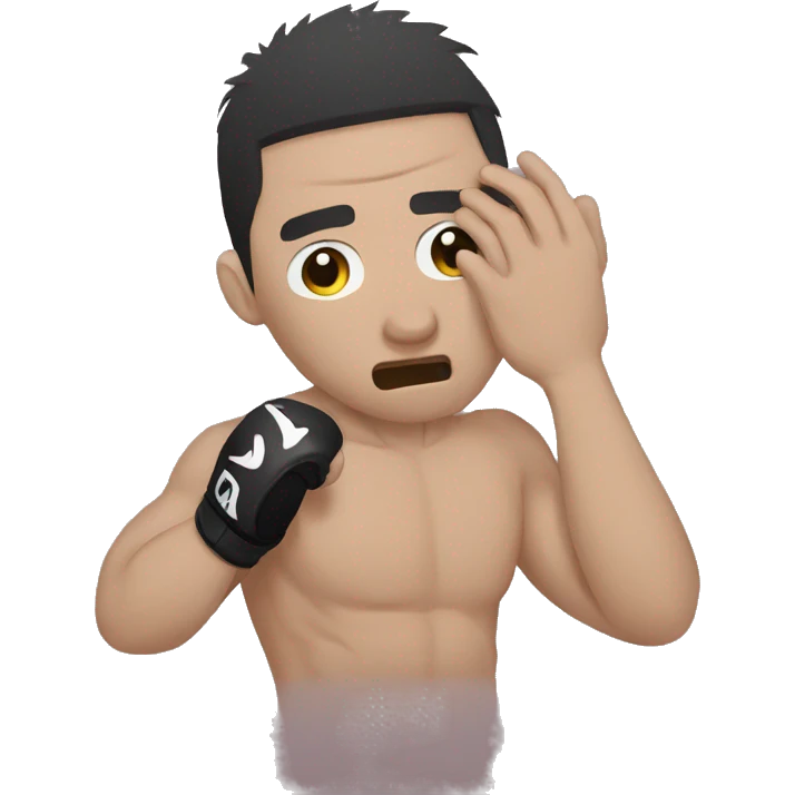 mma fighter hiding his face using hands emoji