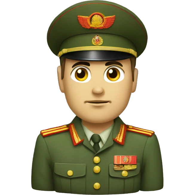 ussr soldier serious with military takes emoji
