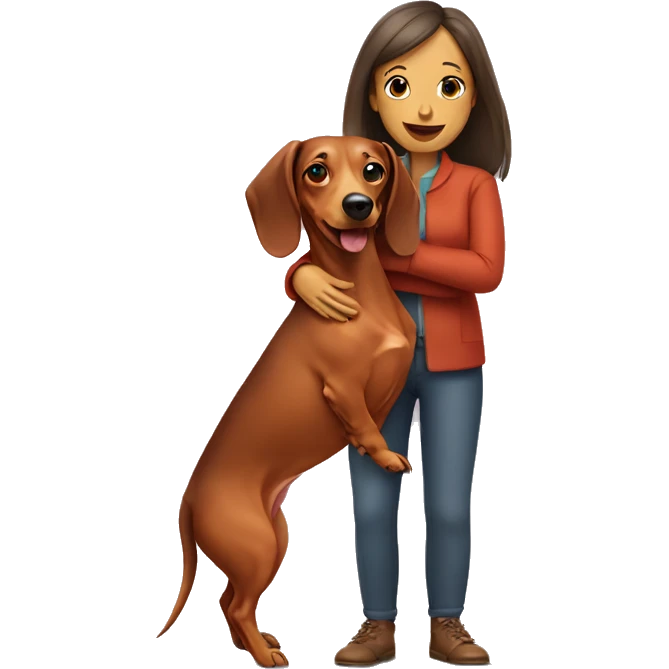 dachshund and woman emoji