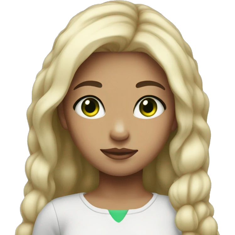 Girl with light Skin, black Hair and Green eyes  emoji