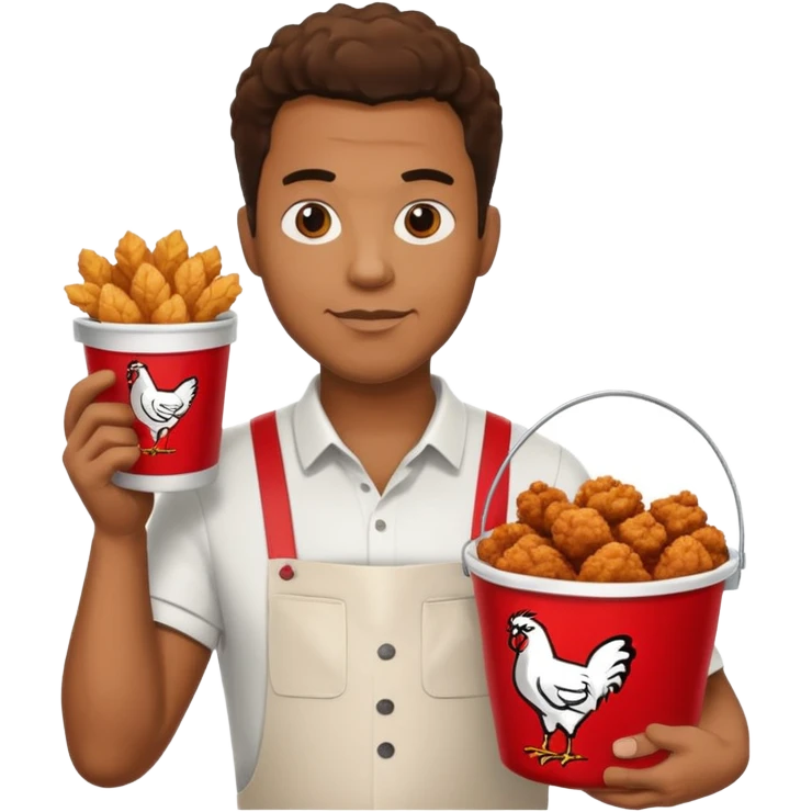 Black man holding a kfc bucket filled with fried chicken emoji