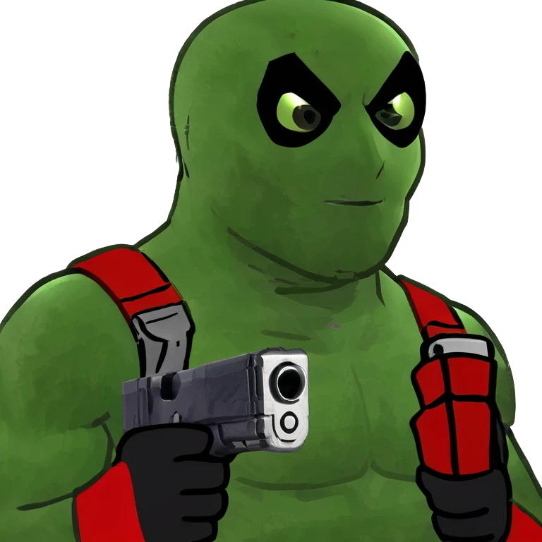 Génère moi une image de deadpool avec son pistolet  emoji