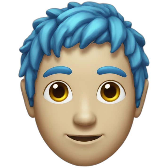 elf man with hair and robotic body blue emoji