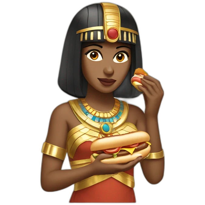 cleopatra eating a hotdog emoji