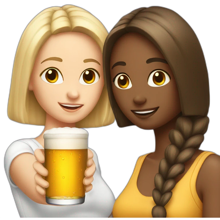 two white girls drink beer emoji