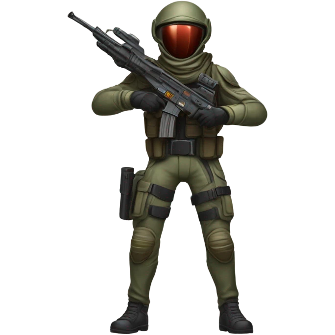 Martian military bounty hunter aiming rifle, front and back emoji